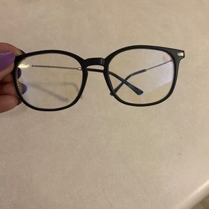 Black framed blue light glasses
